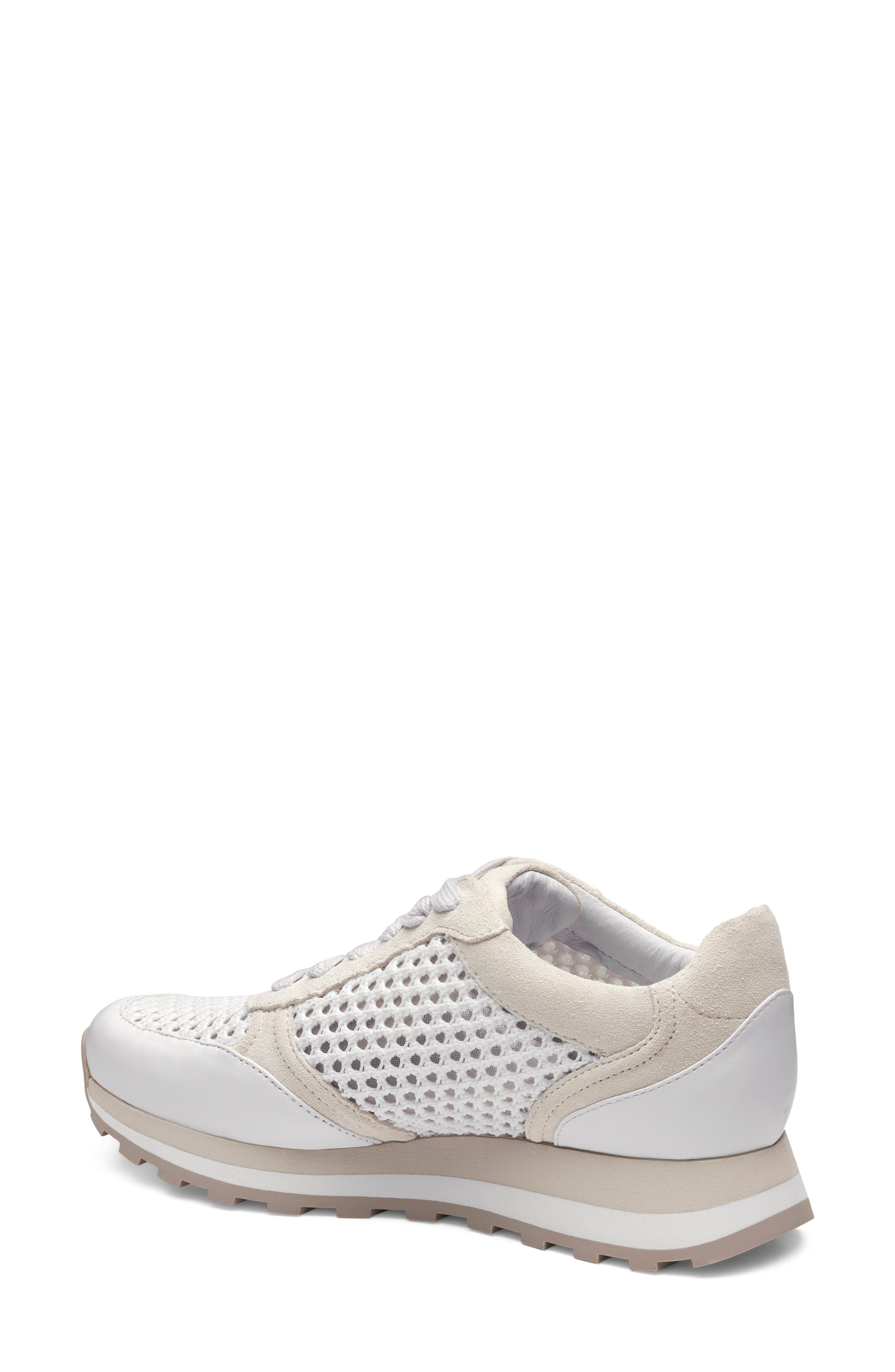 Johnston & Murphy Piper Knit Panel Sneaker, Alternate, color, White Suede/Crochet