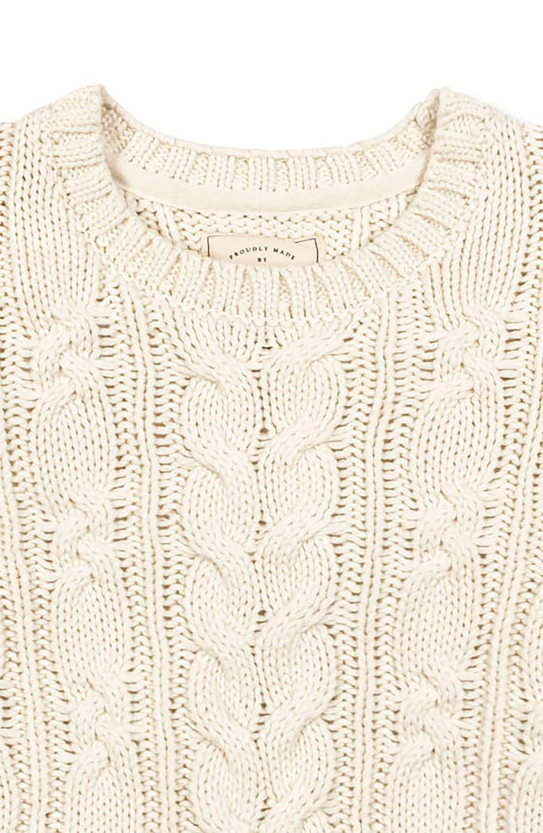 Hope & Henry Organic Peasant Sleeve Cable Sweater, Alternate, color, Ivory