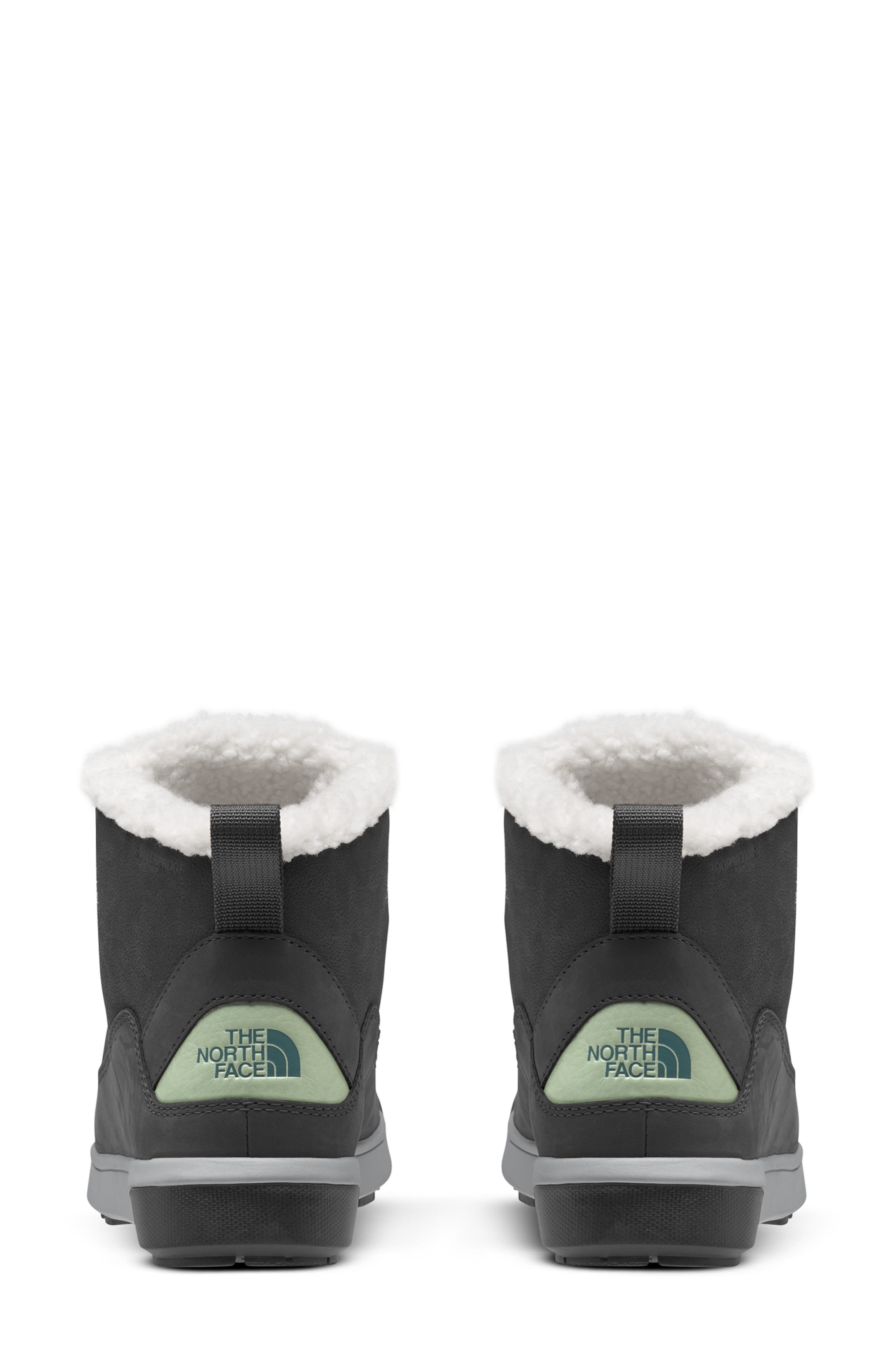 The North Face Sierra Luxe Waterproof Mid Top Boot with Faux Shearling Trim, Alternate, color, Asphalt Grey/ Misty Sage
