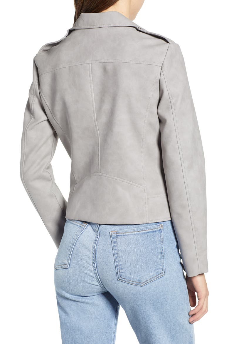 BB Dakota Easy Rider Faux Leather Moto Jacket, Alternate, color, STONE GREY