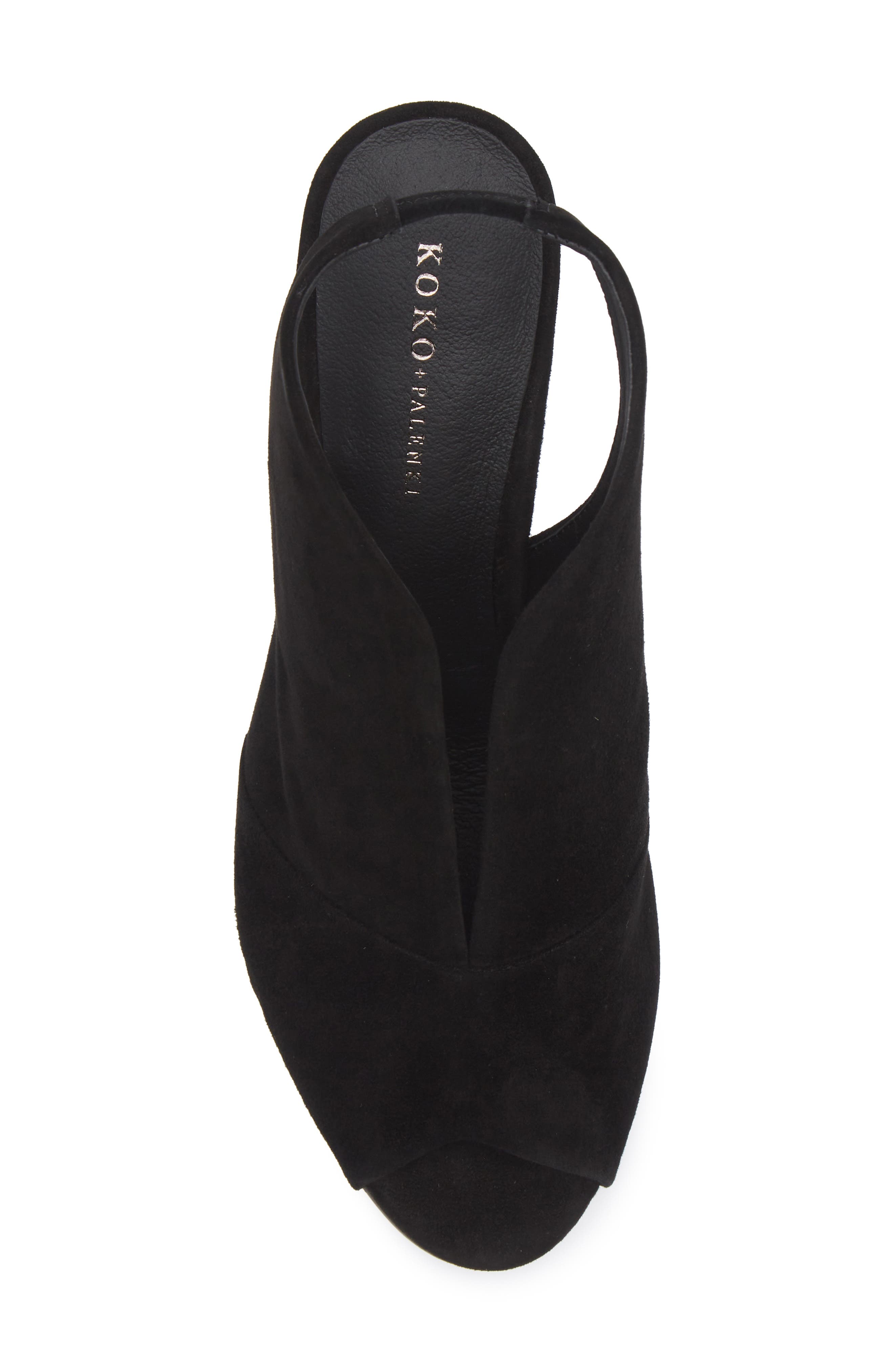 KOKO + PALENKI Pinnacle Ankle Strap Peep Toe Sandal, Alternate, color, Black Suede