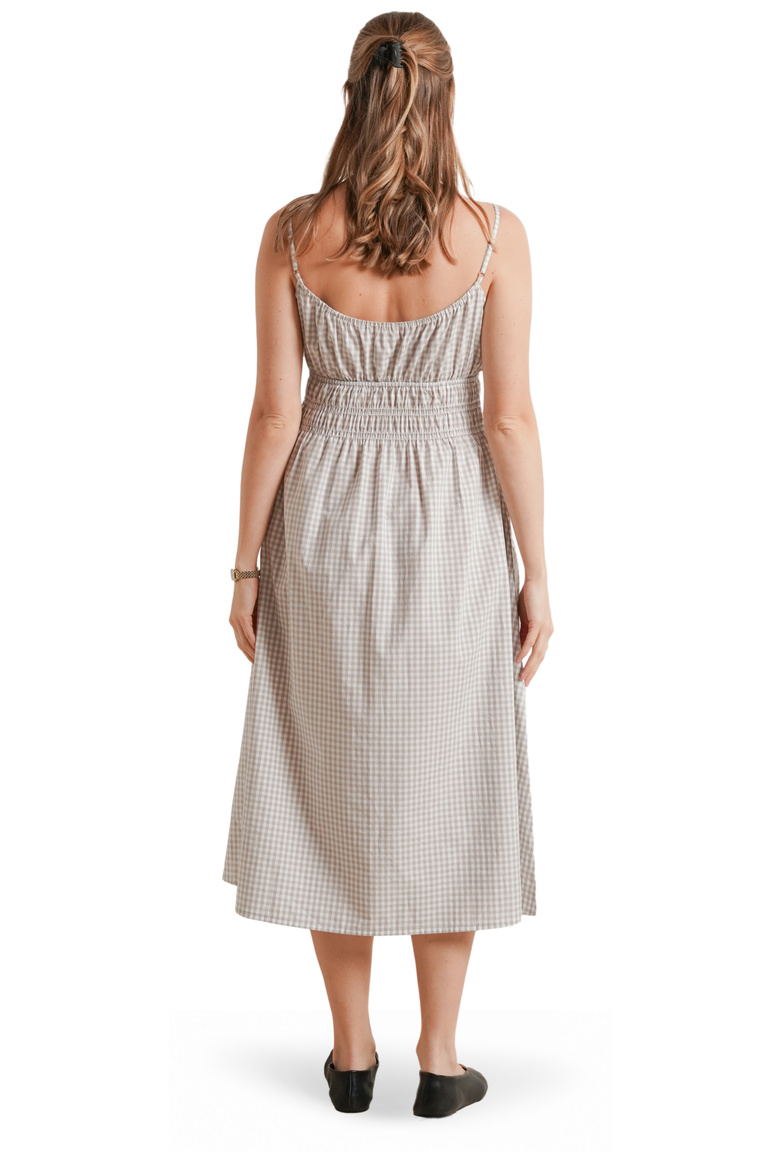 Roma Maternity & Nursing Sundress, Alternate, color, Taupe Gingham