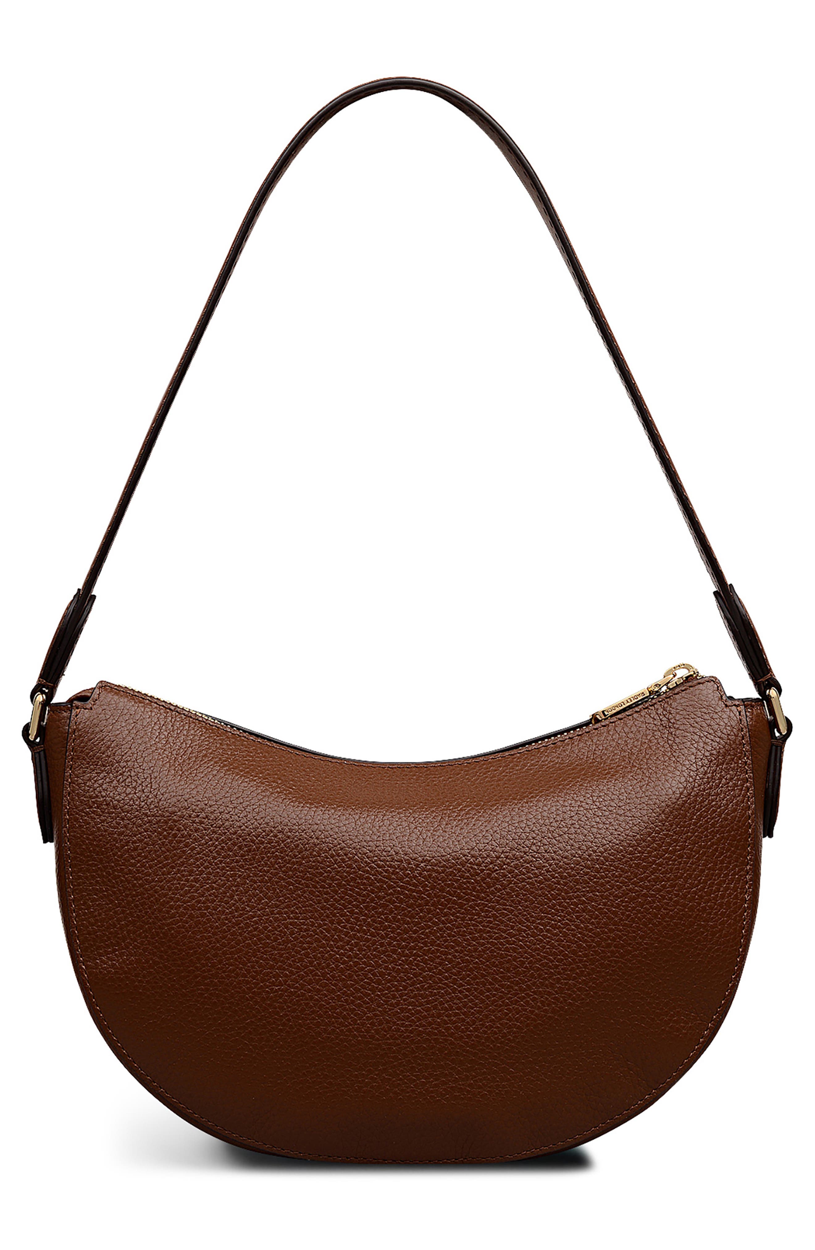 Radley Portland Way Small Zip Top Leather Shoulder Bag, Alternate, color, Cherrywood