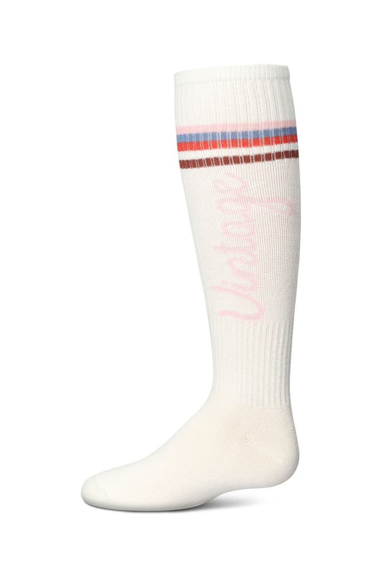 Vintage Stripe Knee High Socks, Main, color, Winter White
