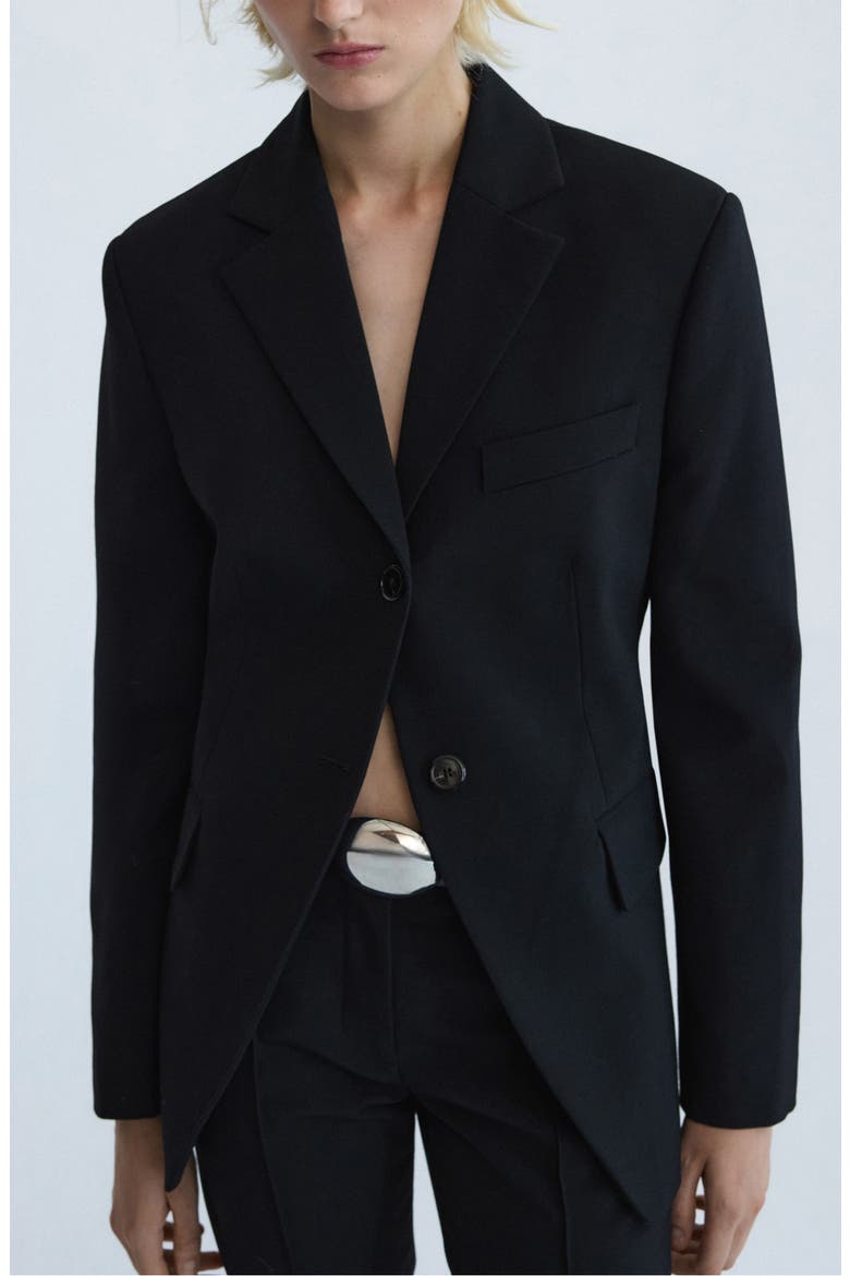 Fitted Wool Blend Jacket, Main, color, BLACK