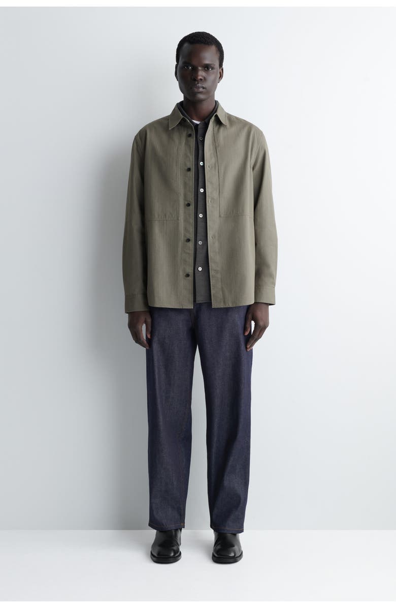 COS Pocket-Detail Cotton Shirt, Alternate, color, Dark Khaki