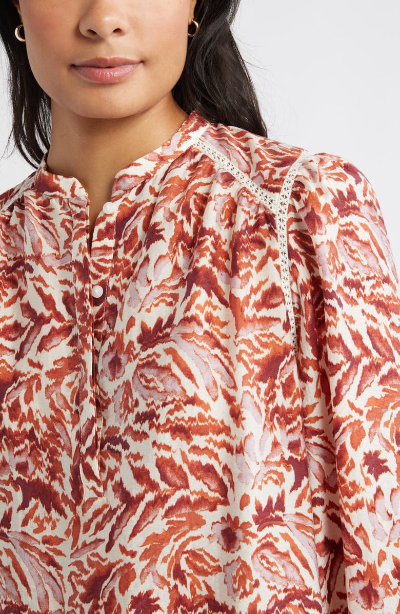 Caslon<sup>®</sup> Embroidered Inset Top, Alternate, color, Purple- Rust Ikat Blossom