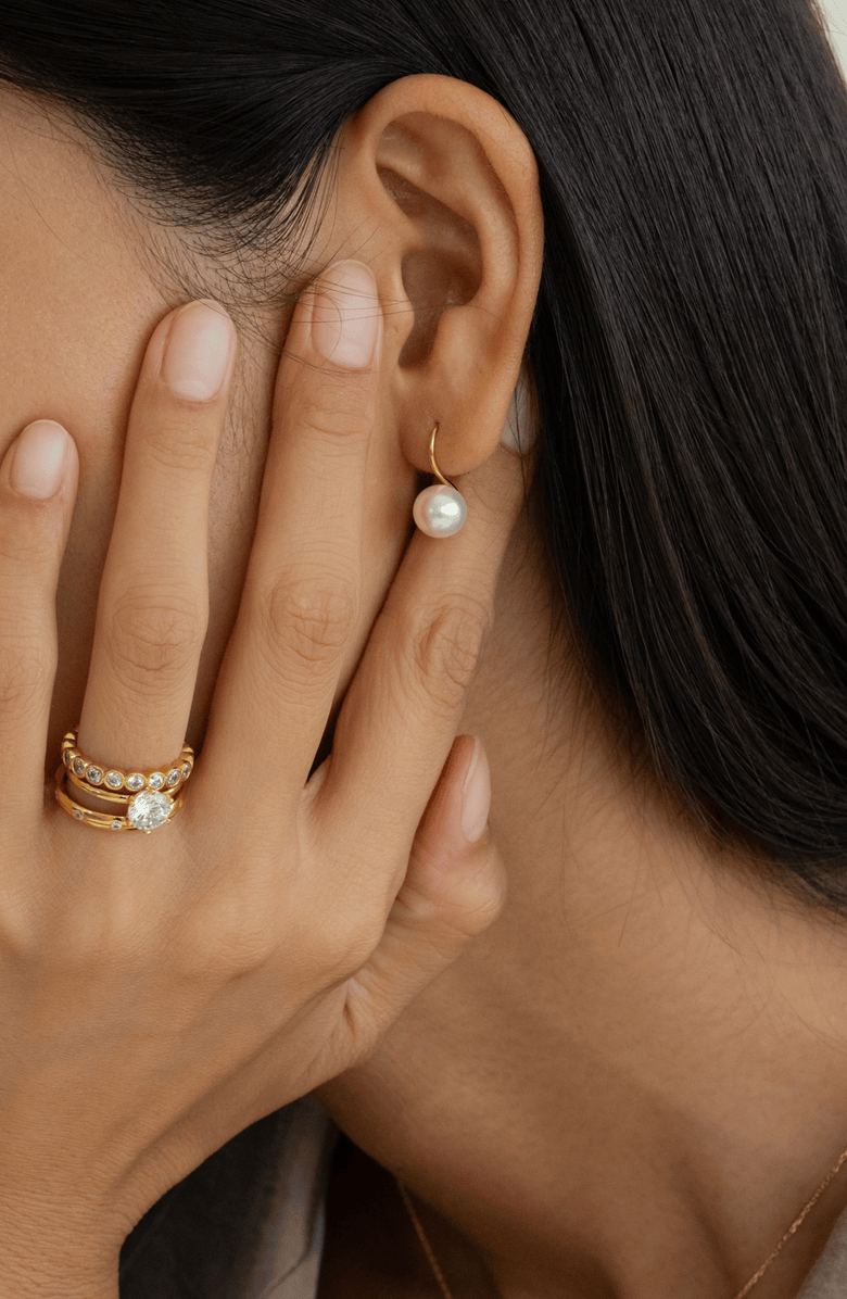 Bearfruit Jewelry 18k Gold Plated Sterling Silver Lorelei Pearl Earrings Holiday Gift Idea, Alternate, color, Silver