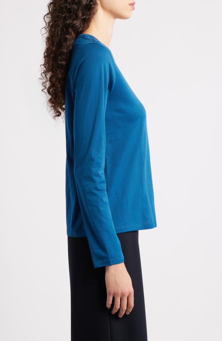 Eileen Fisher Organic Cotton Long Sleeve T-Shirt, Alternate, color, Atlantis