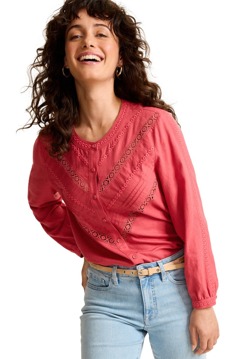 Palm Shores Linen Blend Shirt, Alternate, color, WILD GERANIUM