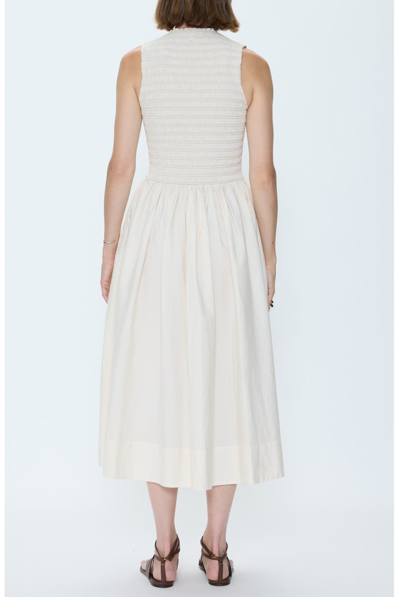 Gladys Smocked Midi Dress, Alternate, color, OYSTER SHELL