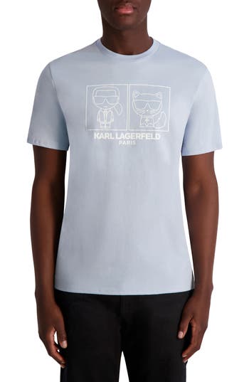 Karl Lagerfeld Paris Karl & Choupette Character Graphic T-shirt In Gray