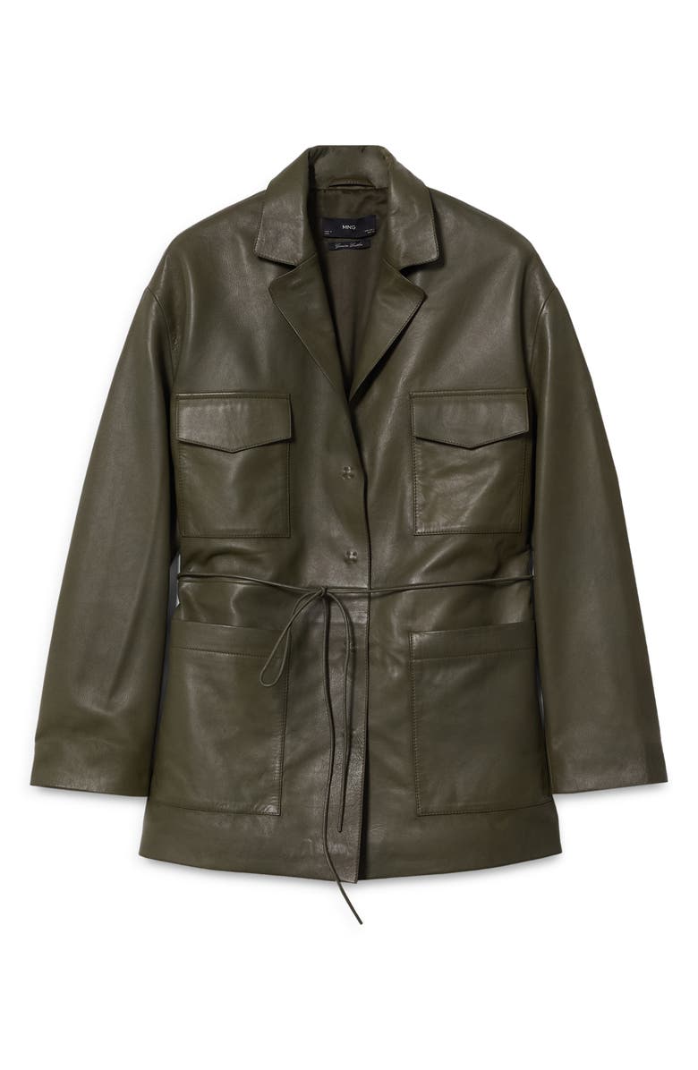 MANGO Pocket Leather Overshirt, Alternate, color, 