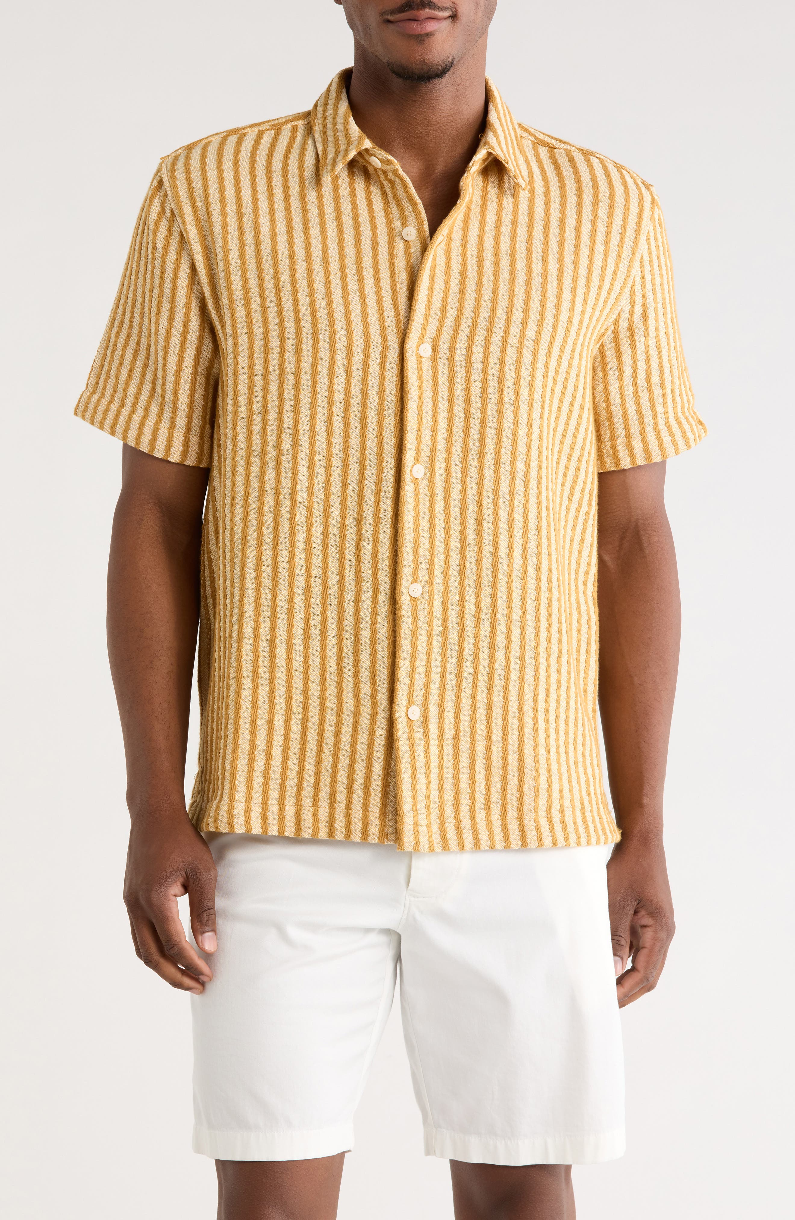 Textured Stripe Button-Up Shirt