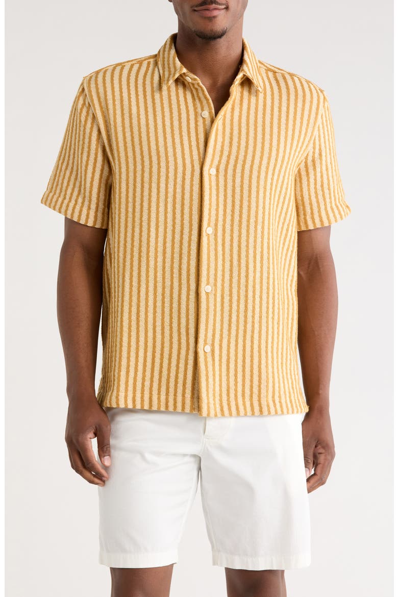 Textured Stripe Button-Up Shirt, Main, color, MUSTARD COMBO STRIPE
