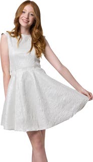 Un Deux Trois Cap Sleeve Boat Neck Dress In Longer Length
