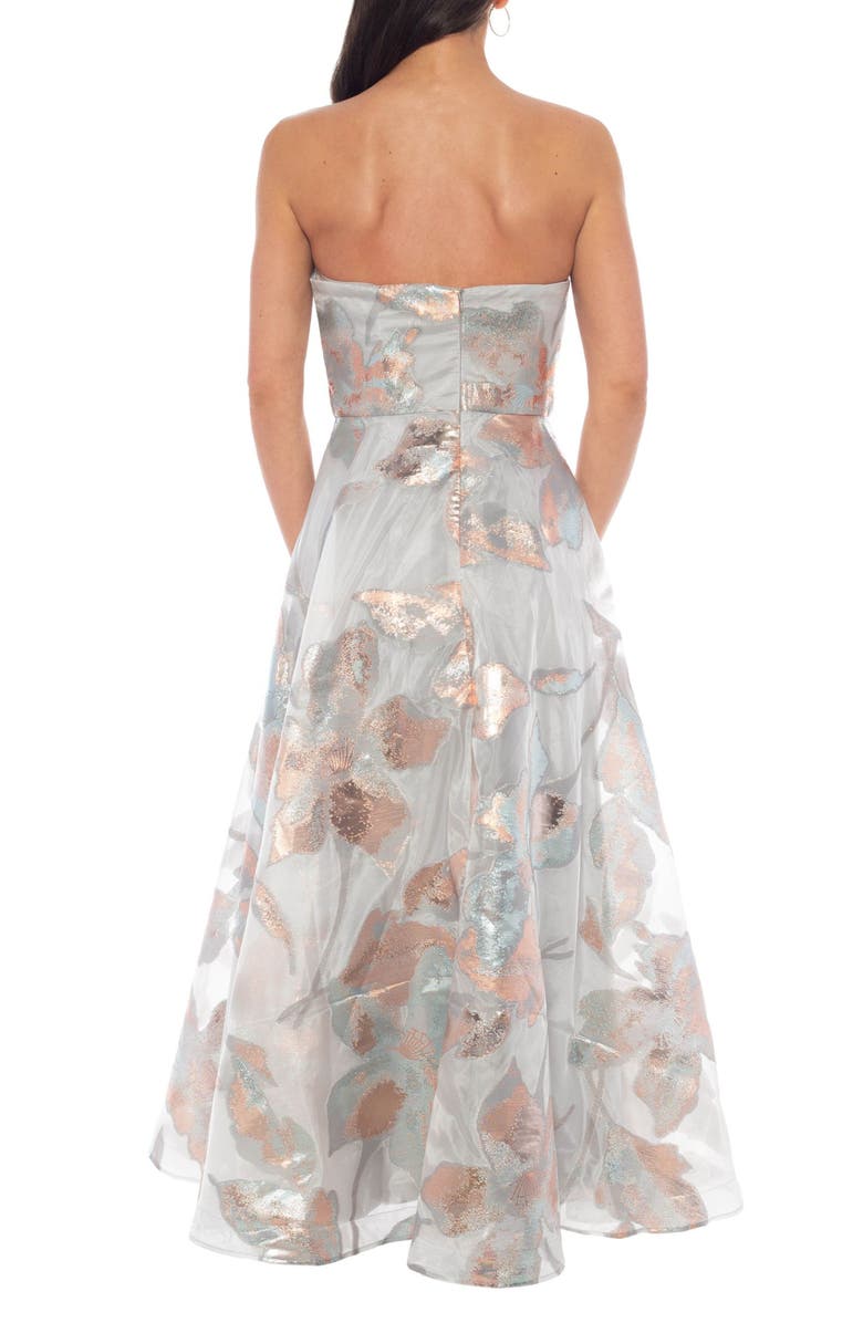 Oleg Cassini Strapless Burnout Organza Burnout Gown, Alternate, color, Silver Blush