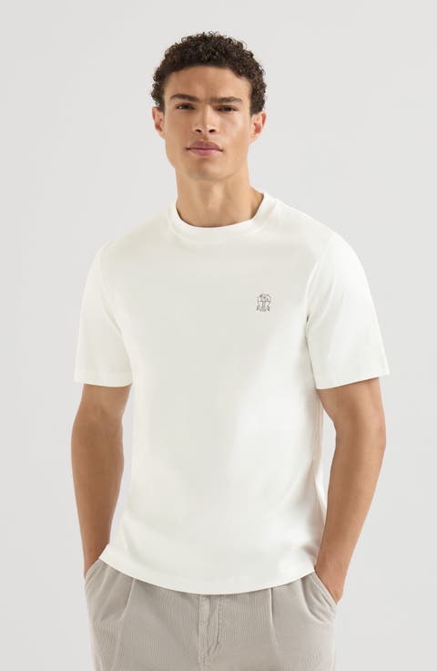 Cotton jersey crew neck T-shirt with logo