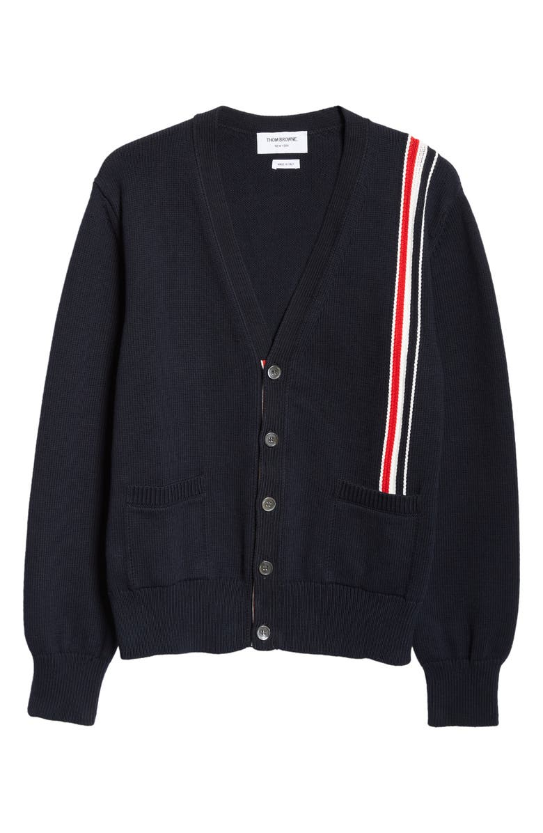 Thom Browne Stripe Cotton Cardigan, Alternate, color, 