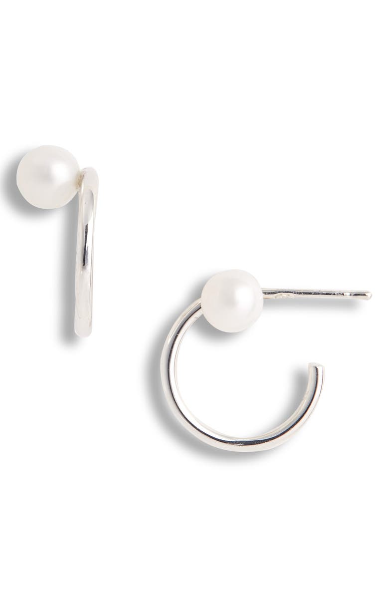 Natasha Schweitzer Mini Lara Freshwater Pearl Hoop Earrings, Main, color,