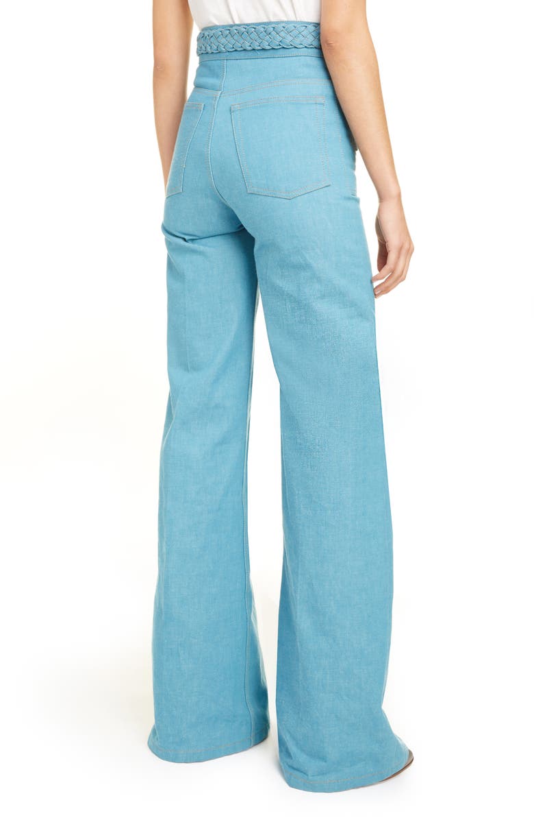 Runway Marc Jacobs Braided High Waist Flare Leg Jeans, Alternate, color, 