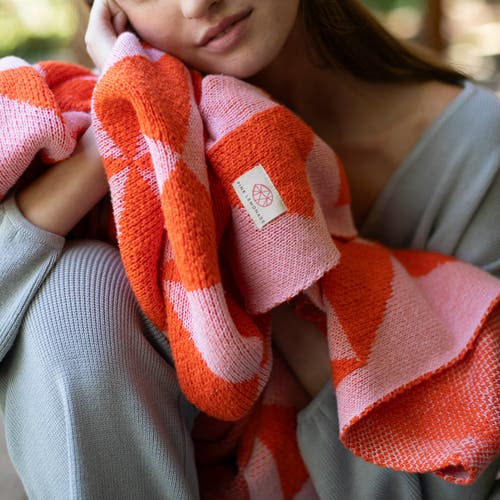 Pink Lemonade Trikona Organic Cotton Throw Blanket In Multi