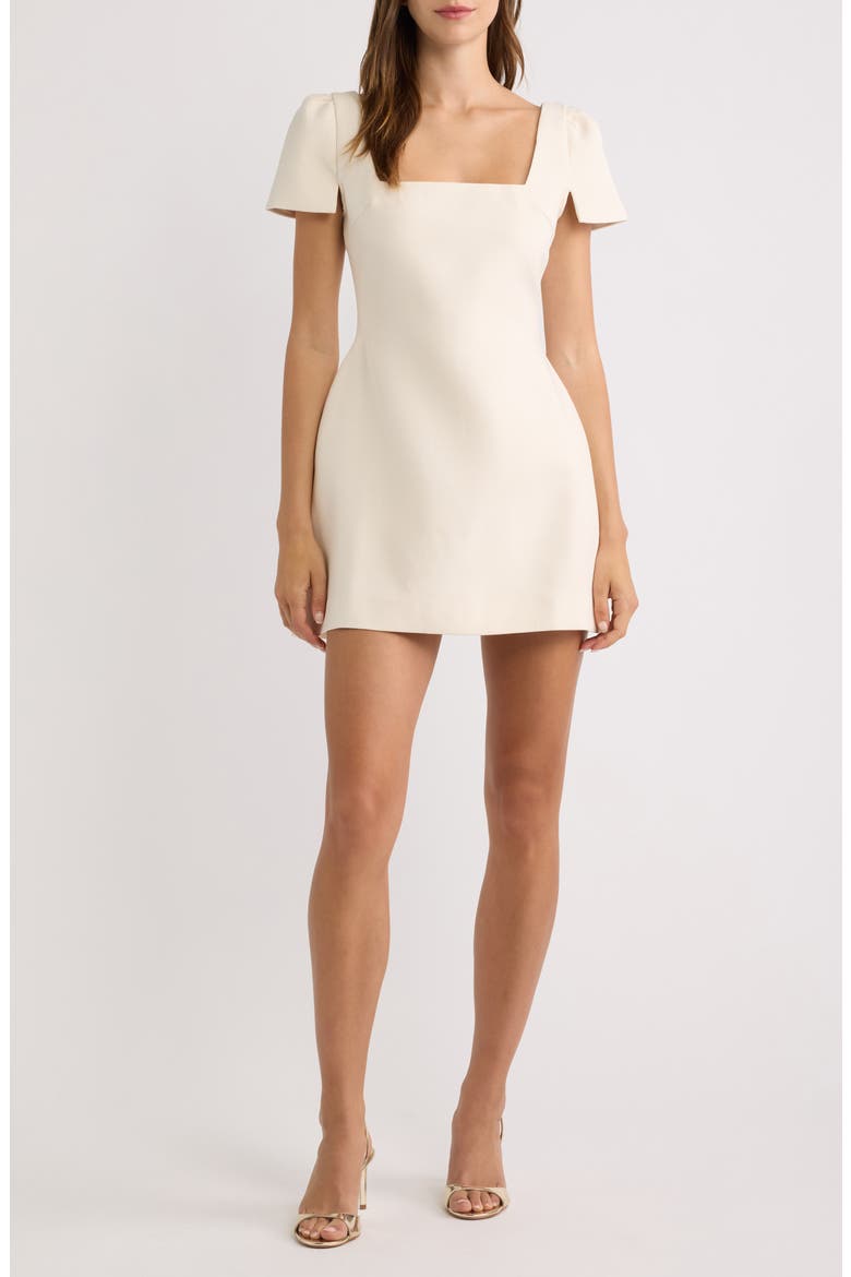 Square Neck Fit & Flare Minidress, Main, color, CREAM