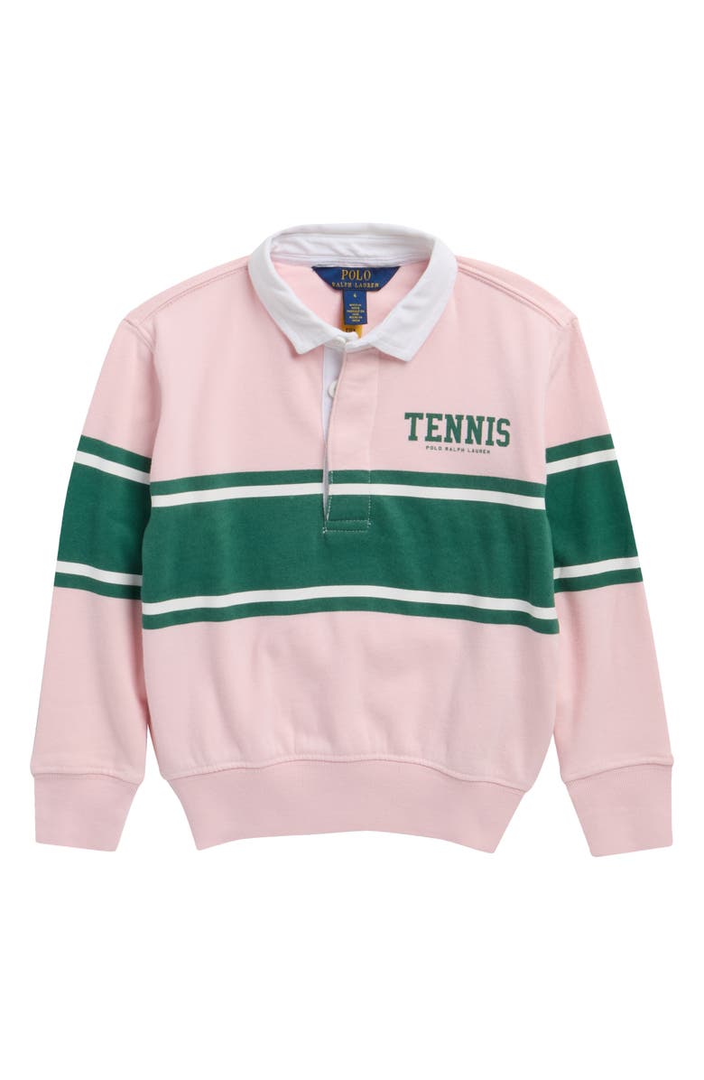 Polo Ralph Lauren Kids' Terry Rugby Fleece Polo, Main, color, Hint Of Pink