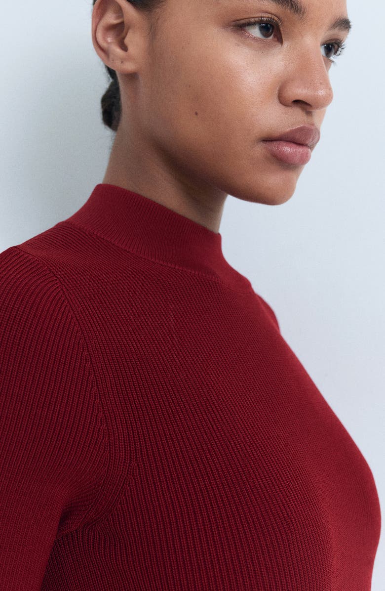 MANGO Perkins Sweater Dress, Alternate, color, Wine