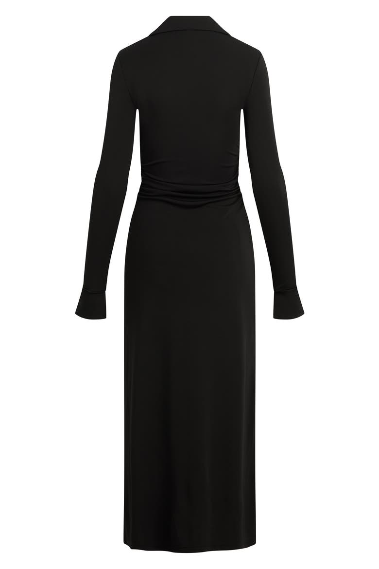 The Naomi Ruched Long Sleeve Maxi Dress, Alternate, color, BLACK