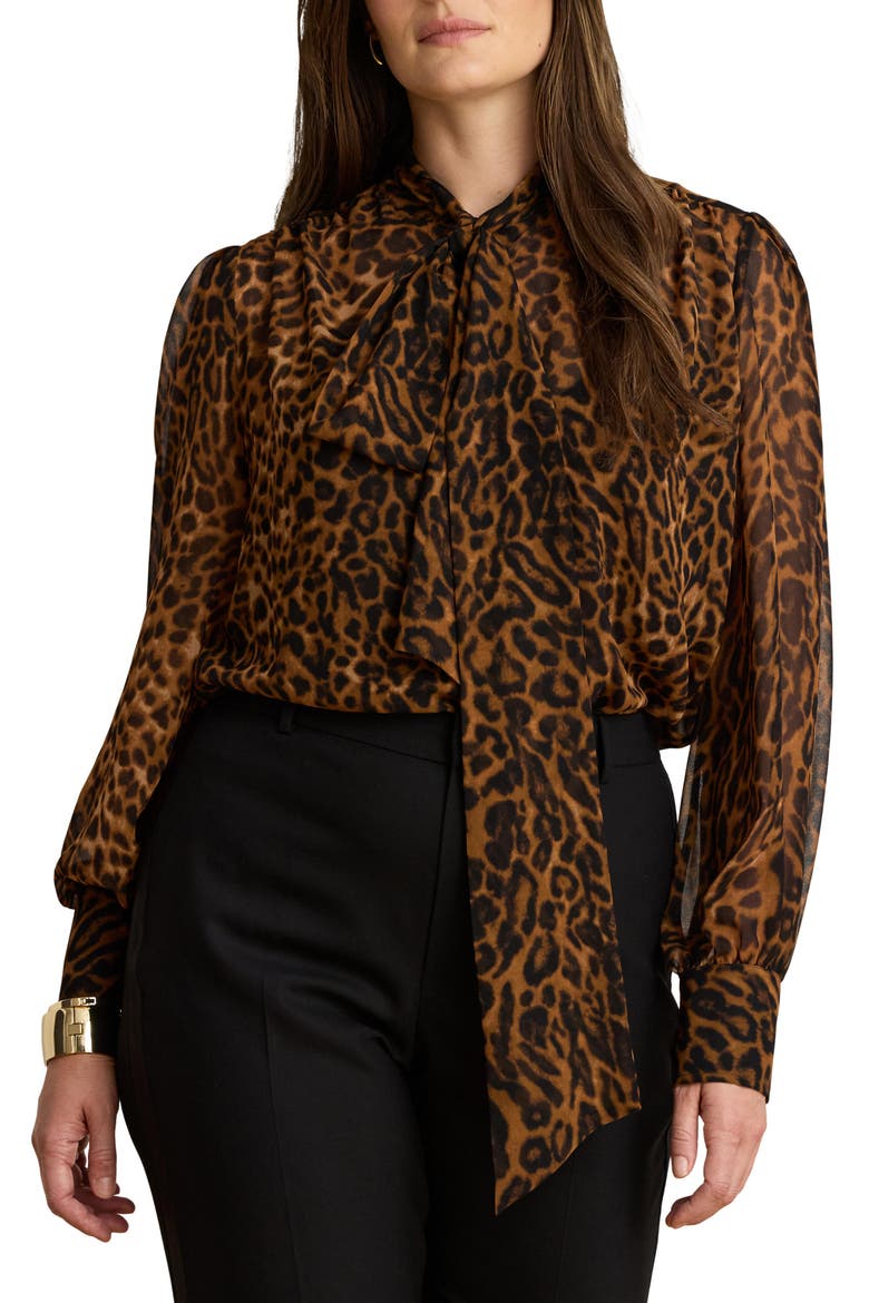 Graceful Tie Neck Top, Alternate, color, BEIGE
