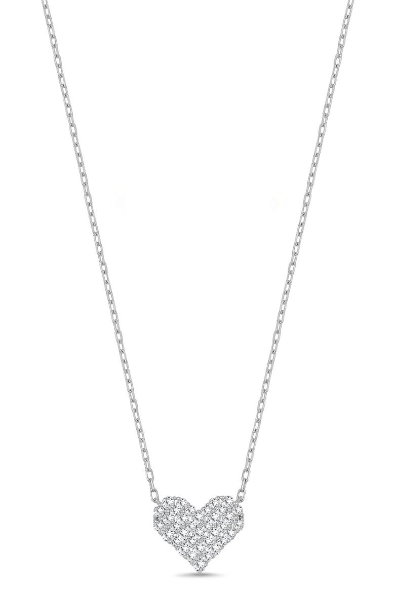 Liora 18K White Gold Pavé Diamond Heart Pendant Necklace, Main, color, 18K WHITE GOLD
