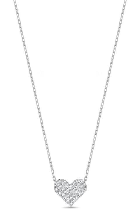 Liora 18K White Gold Pavé Diamond Heart Pendant Necklace