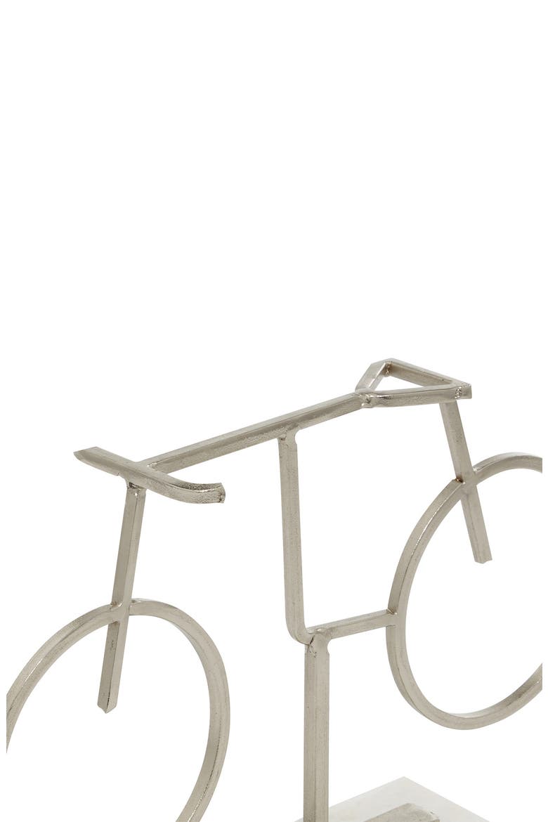 Silvertone Metal Bike Sculpture with Marble Base, Alternate, color, SILVER