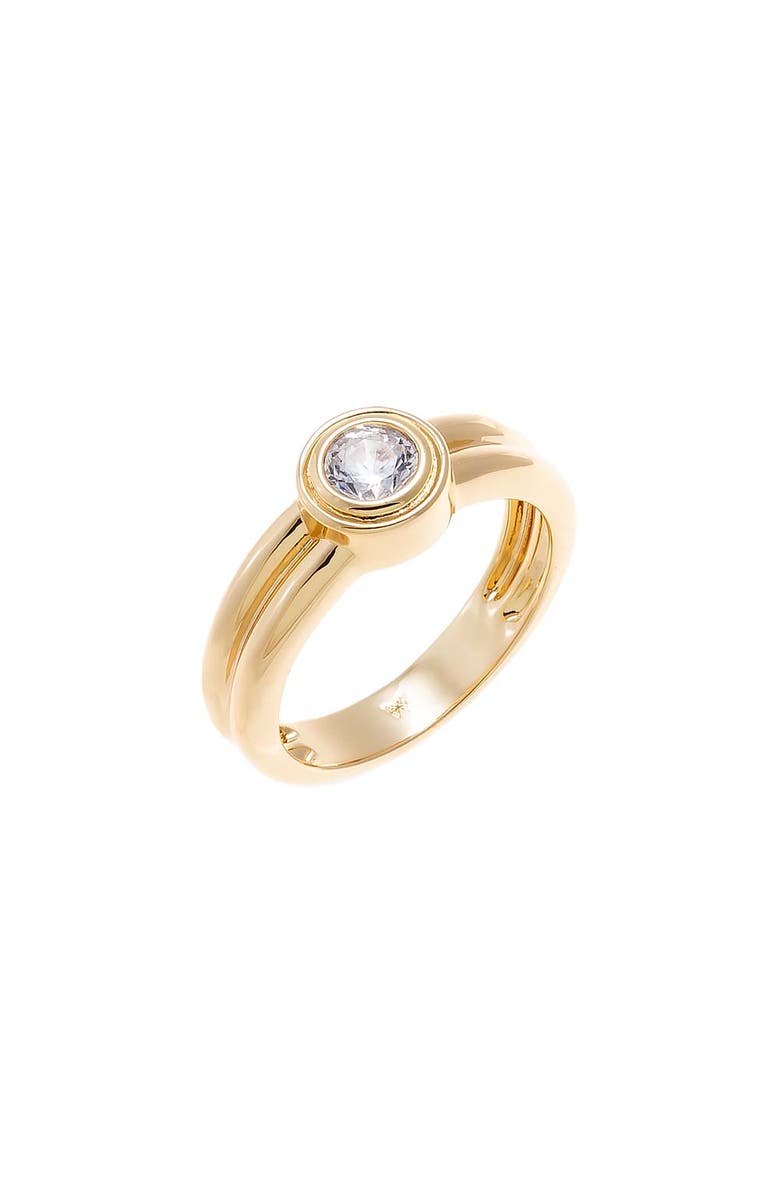 BY ADINA EDEN CZ Bezeled Solitaire Double Row Ring, Main, color, Gold