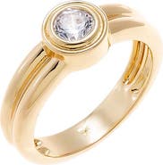 BY ADINA EDEN CZ Bezeled Solitaire Double Row Ring