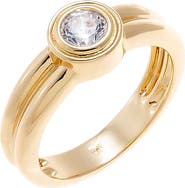 BY ADINA EDEN CZ Bezeled Solitaire Double Row Ring