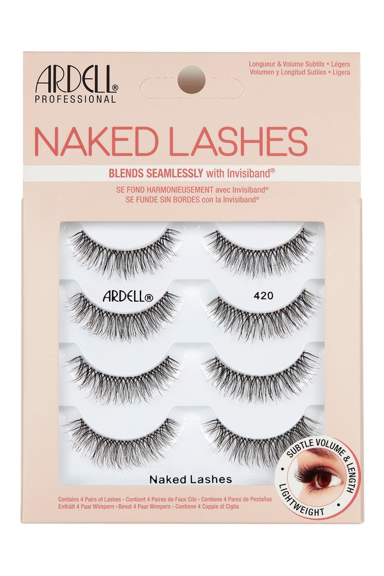 Set of 4 Naked 420 Fake Lashes, Main, color, BLACK