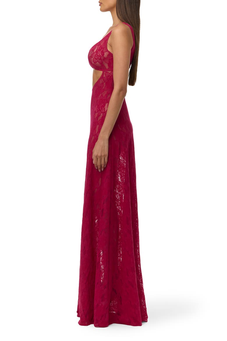 Lace Cutout Maxi Dress, Alternate, color, DARK RASPBERRY