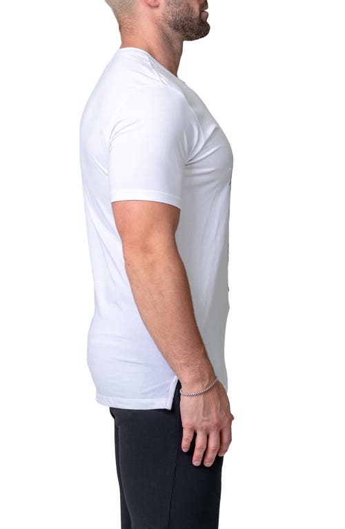 Maceoo Scribbleskull White Embroidered Skull Stretch Cotton T-shirt In White