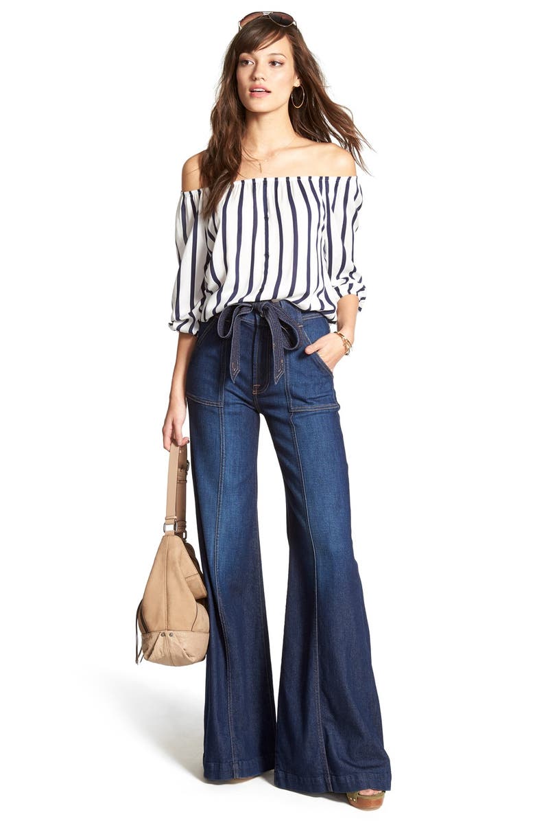 7 For All Mankind <sup>®</sup> High Rise Palazzo Jeans, Alternate, color,