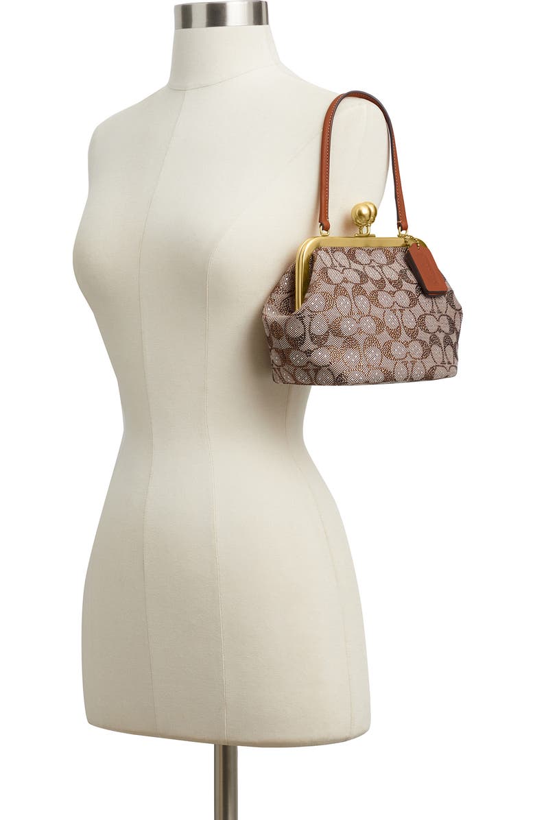 COACH Crystal Signature Jacquard Frame Clutch, Alternate, color,