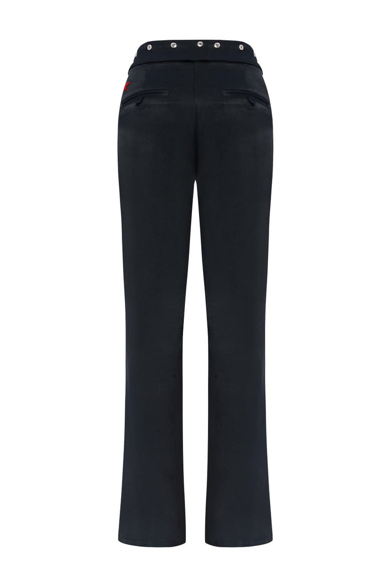 Woven Pant With Metal Button, Alternate, color, BLACK