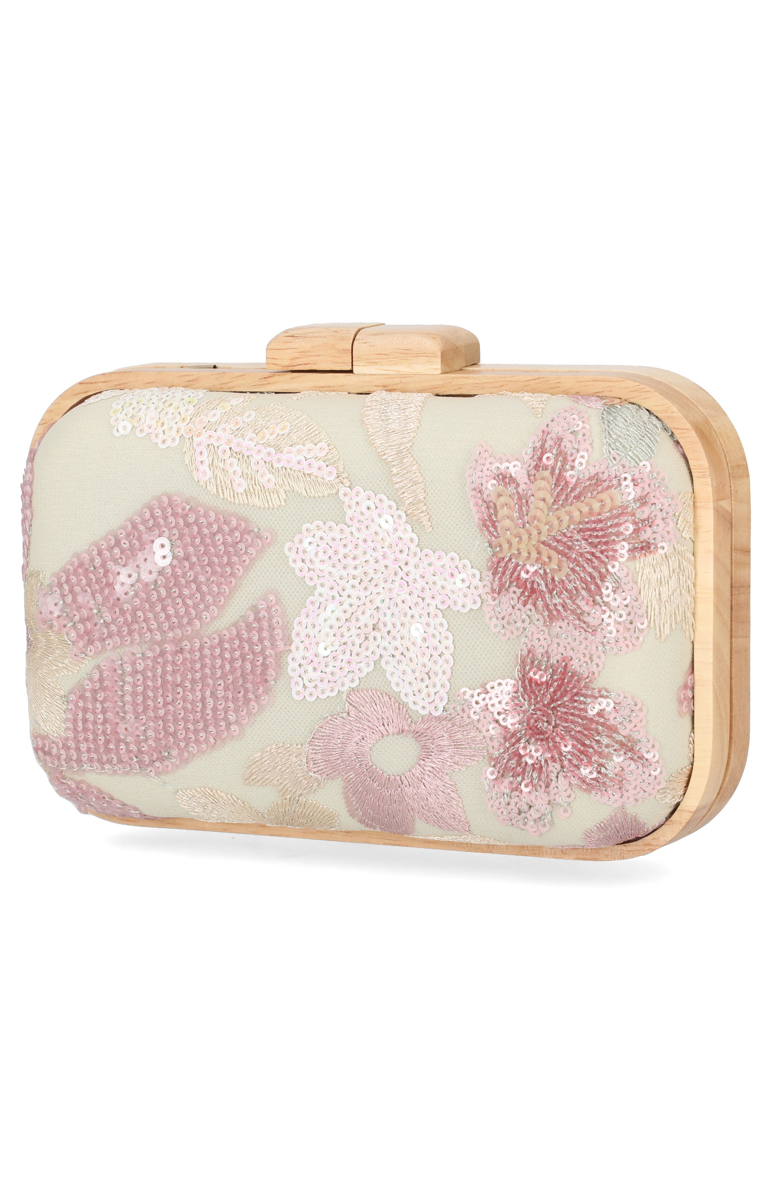 Jessica McClintock Noralee Embroidered Minaudère, Alternate, color, Blush