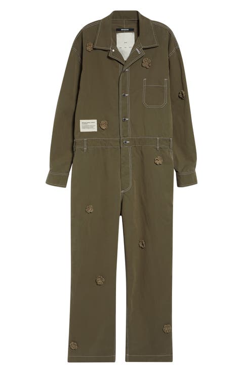 x Birkenstock The Gardener Crochet Flower Long Sleeve Drill Jumpsuit