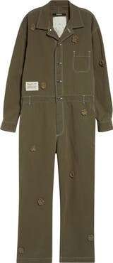 SONG FOR THE MUTE x Birkenstock The Gardener Crochet Flower Long Sleeve Drill Jumpsuit