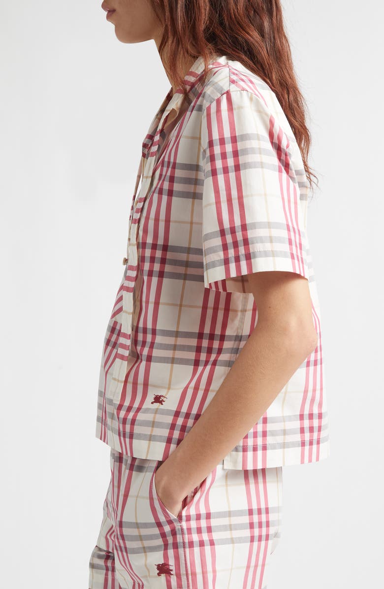 Burberry Olea Plaid Cotton Pullover Shirt, Alternate, color, Aubergine Purple Ip Ck