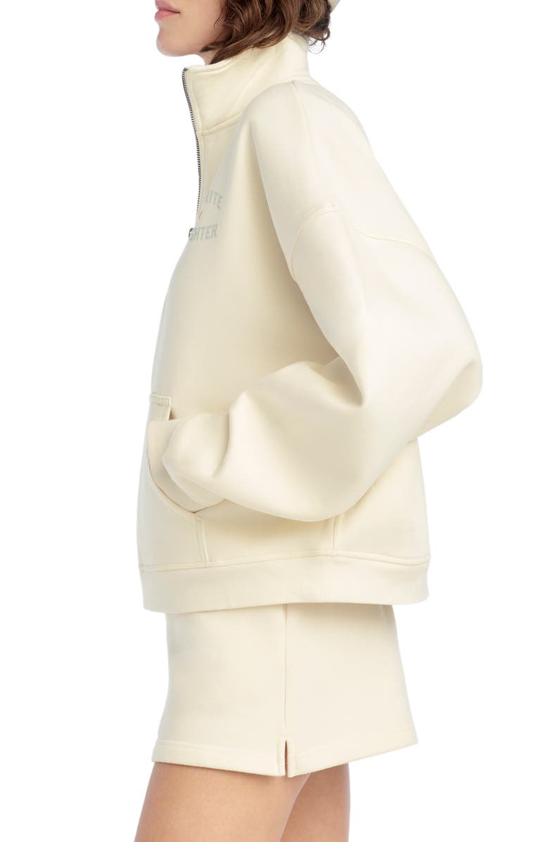 Favorite Daughter Hal Half Zip Sweatshirt, Alternate, color, Gardenia/ Light Sage