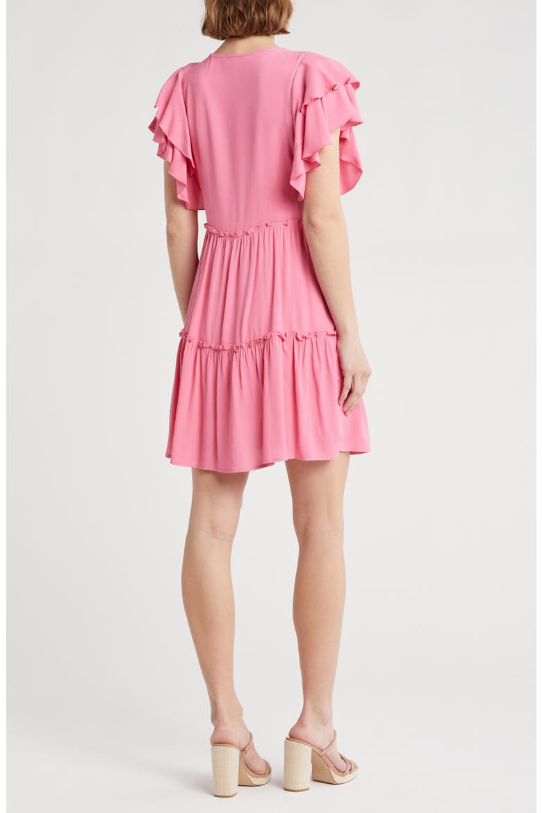 Eli Flutter Sleeve Tiered Dress, Alternate, color, CHATEAU ROSE