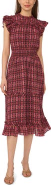 CeCe Paisley Flutter Sleeve Midi Dress